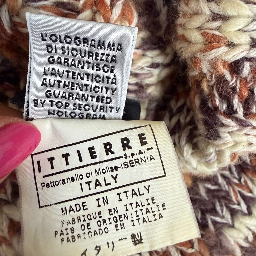 Vintage D&G Dolce & Gabanna Turtleneck Sweater Chunky Wool Marled‎ Leather Logo - Picture 6 of 16